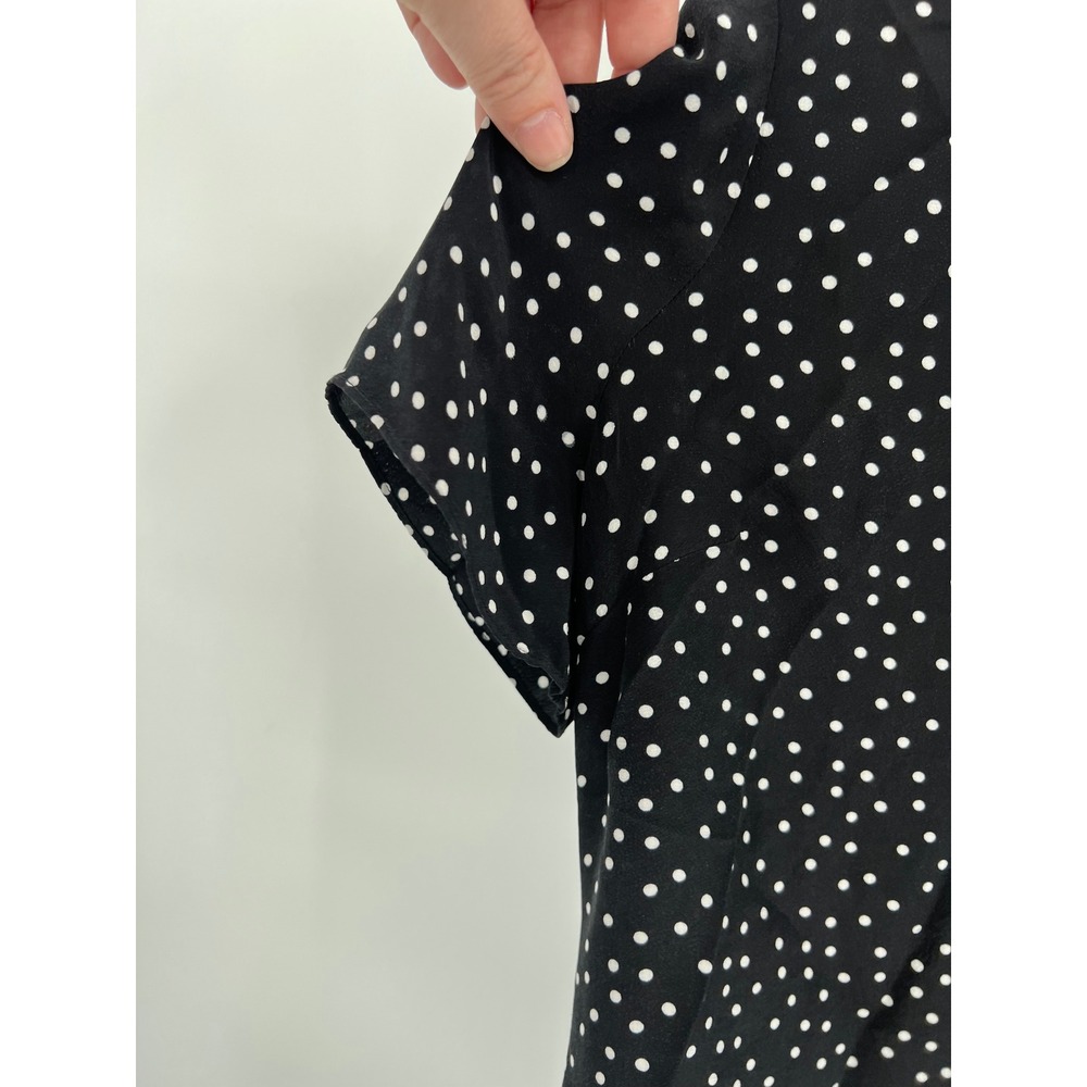 AYR Pool Boy Polka Dot Silk Blend Short Sleeve Button Down Shirt Black Large - Picture 3 of 8